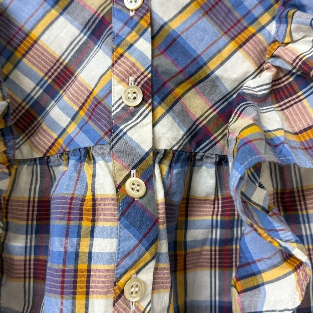 J. Crew Multicolor Plaid Ruffle Blouse